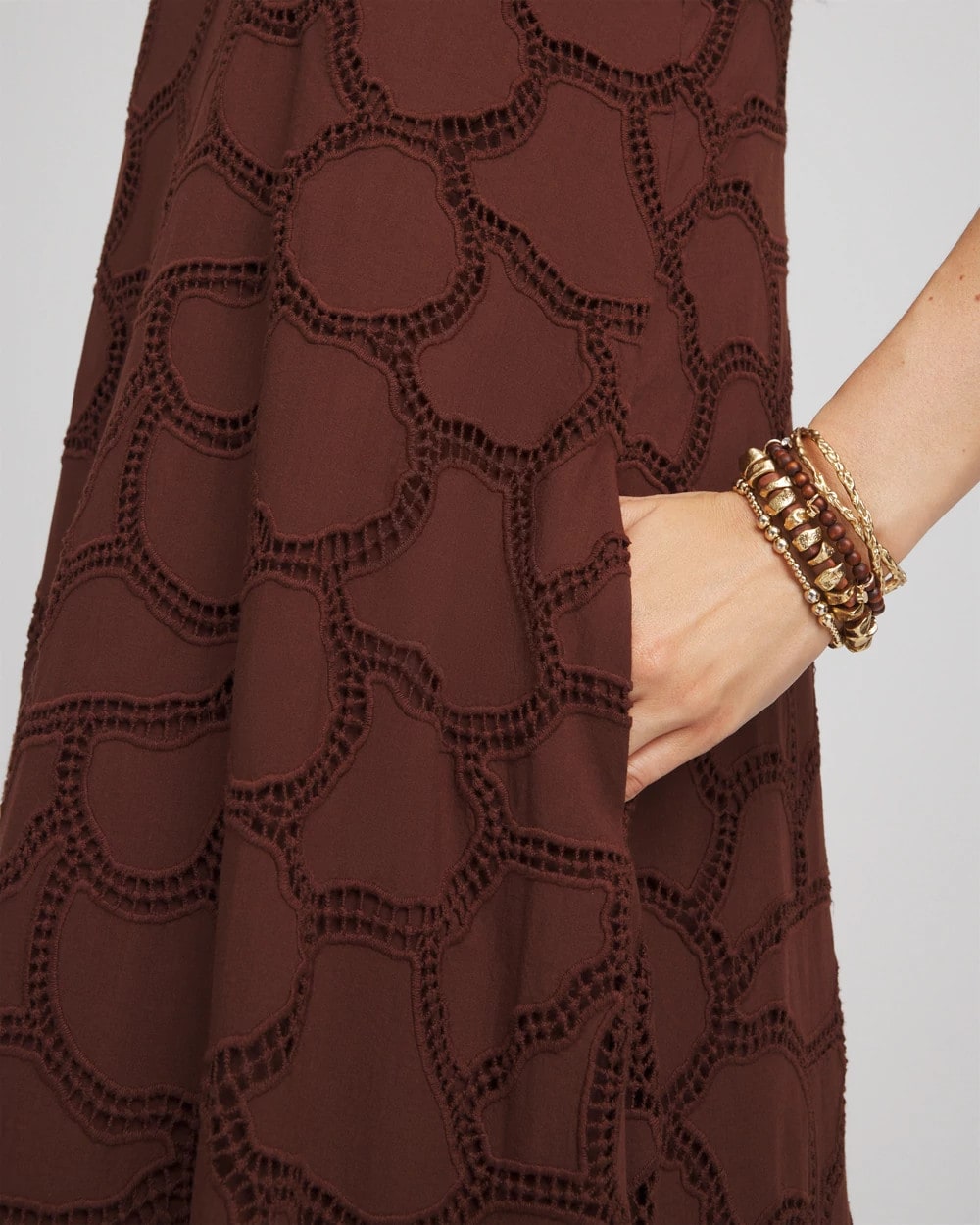 Chico's | Eyelet Cutout Maxi Tank Dress/ Cacao