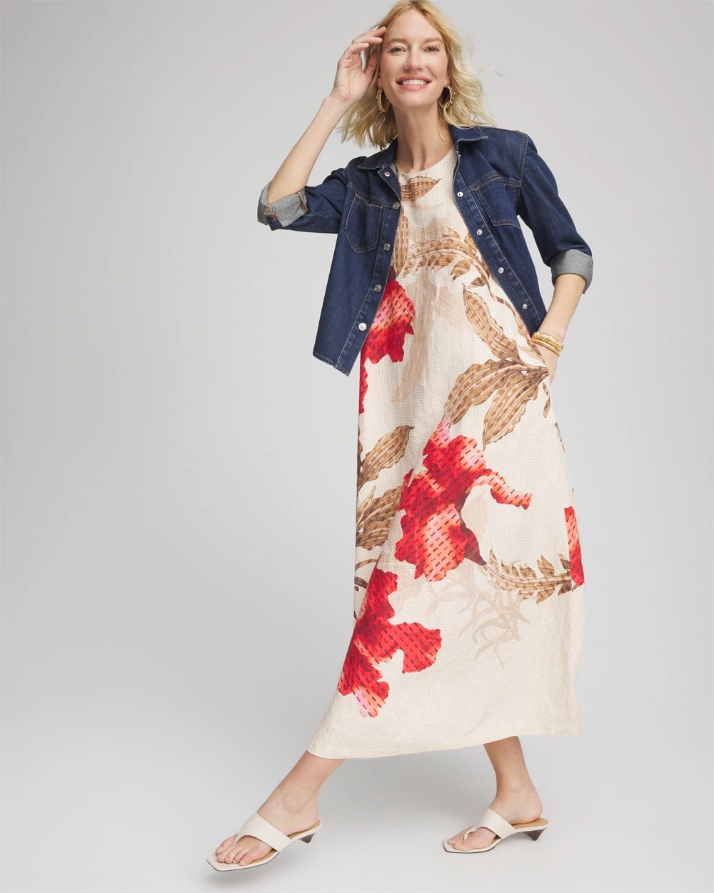 Chico's | Floral Tank Linen Maxi Dress/ Multi