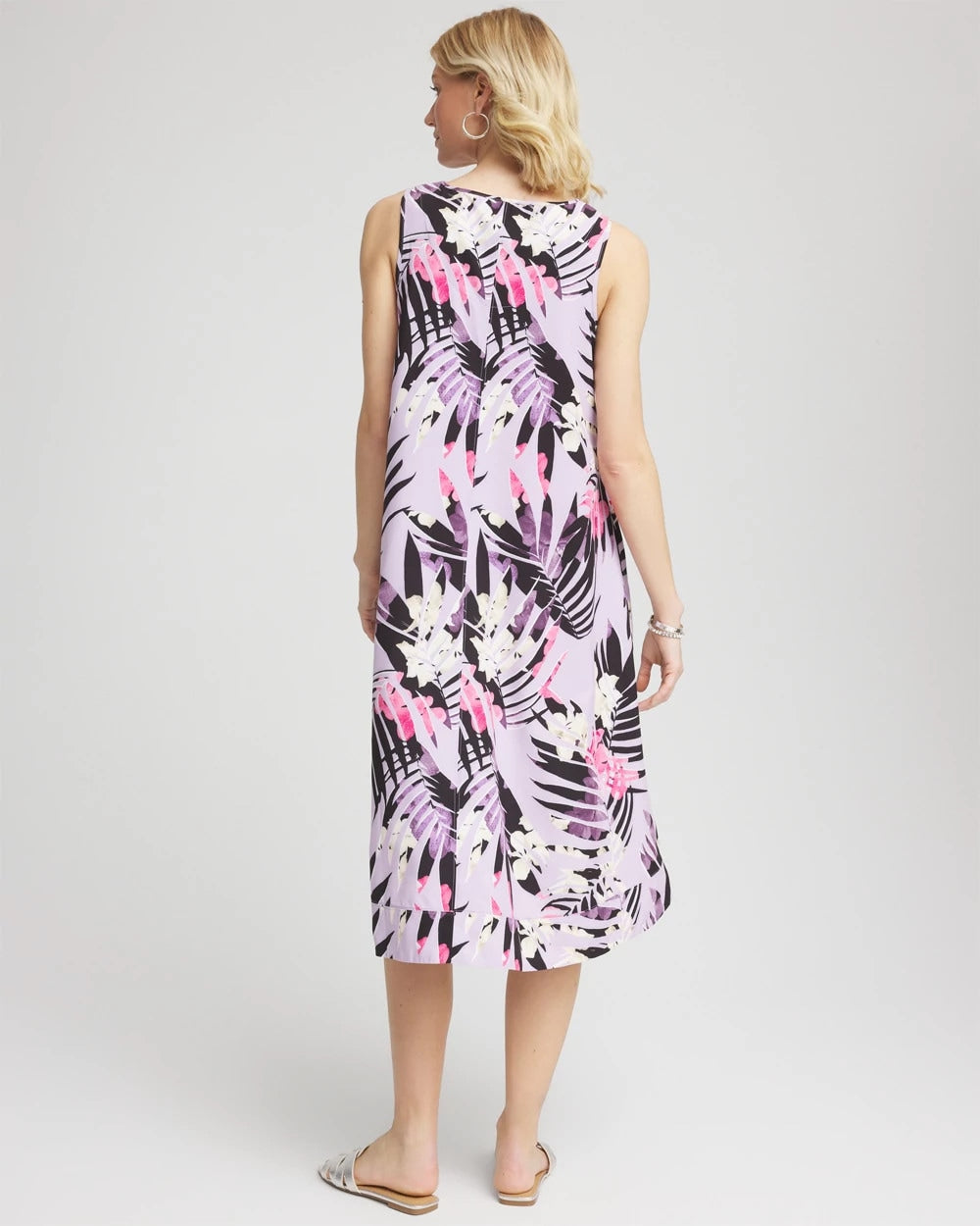 Chico's | Zenergy® Floral Palms Lightweight Midi Dress/ Violet Aura