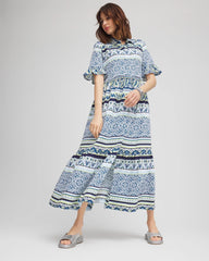 Chico's | Flutter-Sleeved Maxi Dress/ Seaport Blue