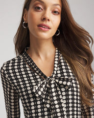 Chico's | Chiffon Clip-Dot Tie-Neck Dress/ Black