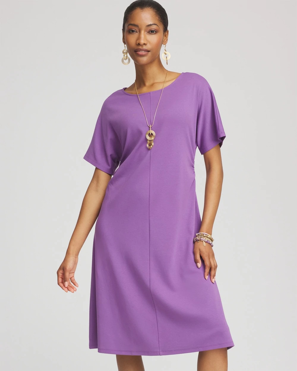 Chico's | Fit and Flare Cinched Waist Dress/ Plum Shade