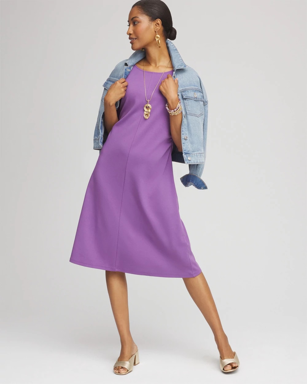 Chico's | Fit and Flare Cinched Waist Dress/ Plum Shade