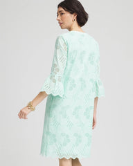 Chico's | Eyelet Cotton Voile Dress/ Teal Waters