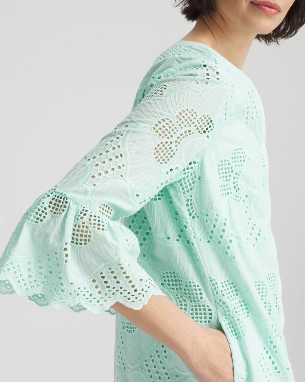 Chico's | Eyelet Cotton Voile Dress/ Teal Waters