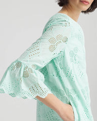 Chico's | Eyelet Cotton Voile Dress/ Teal Waters