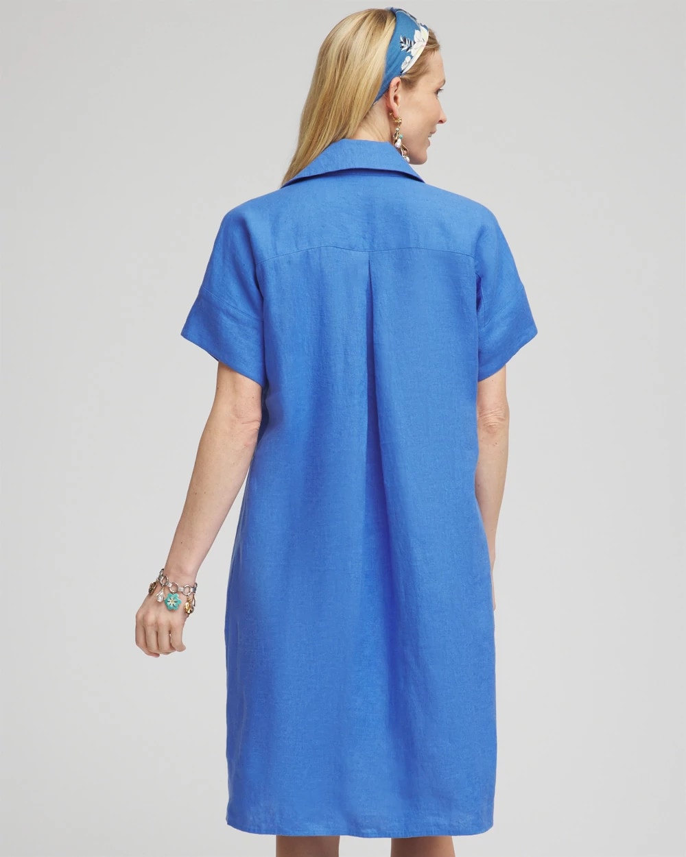 Chico's | High-low Linen Shirtdress/ Blue Pearl