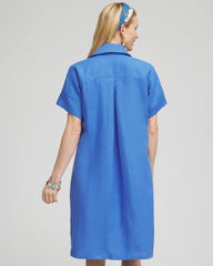 Chico's | High-low Linen Shirtdress/ Blue Pearl
