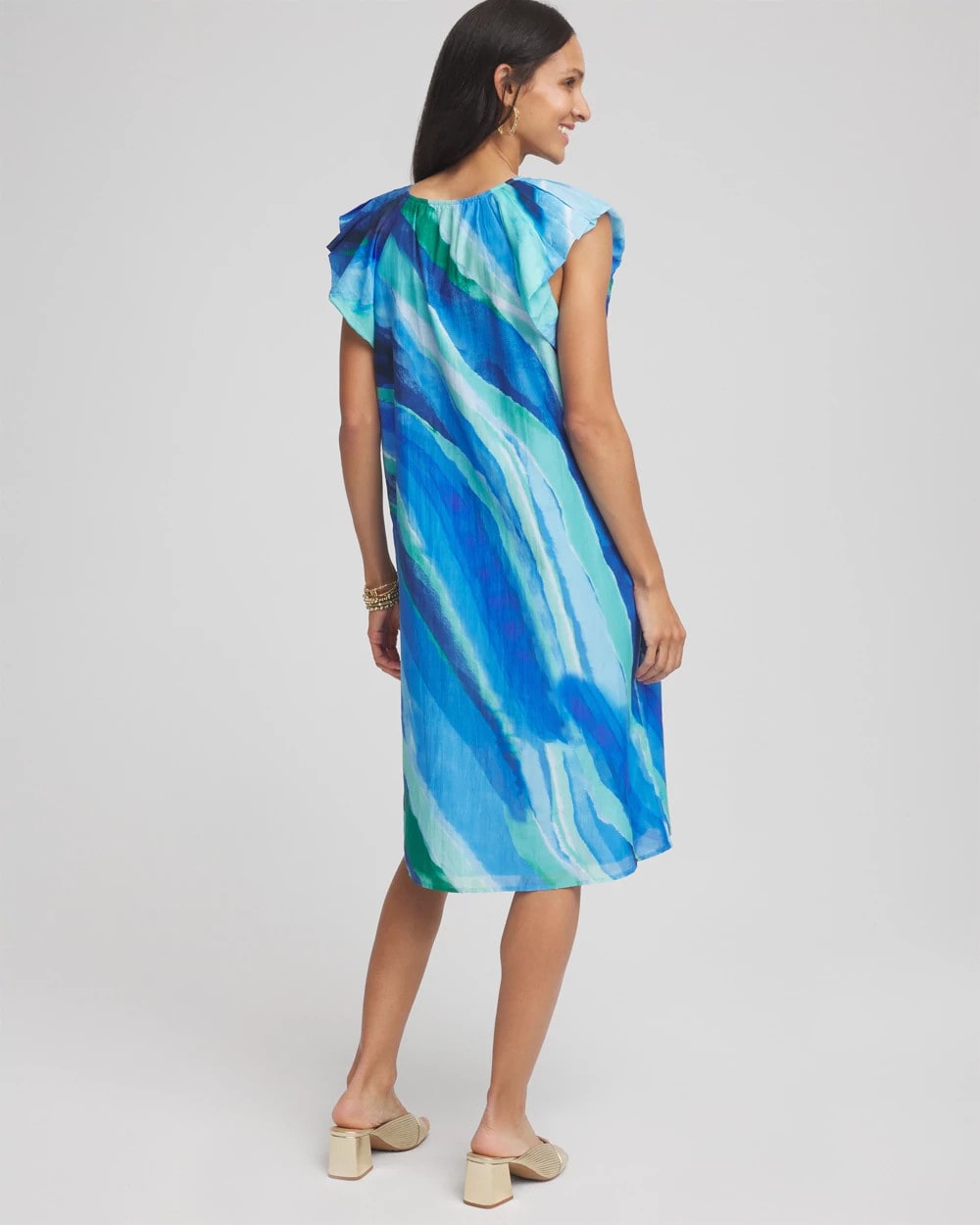 Chico's | Cotton-Silk Voile Popover Dress/ Multi