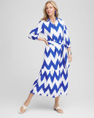 Chico's | Chevron Striped Shirtdress/ Alabaster