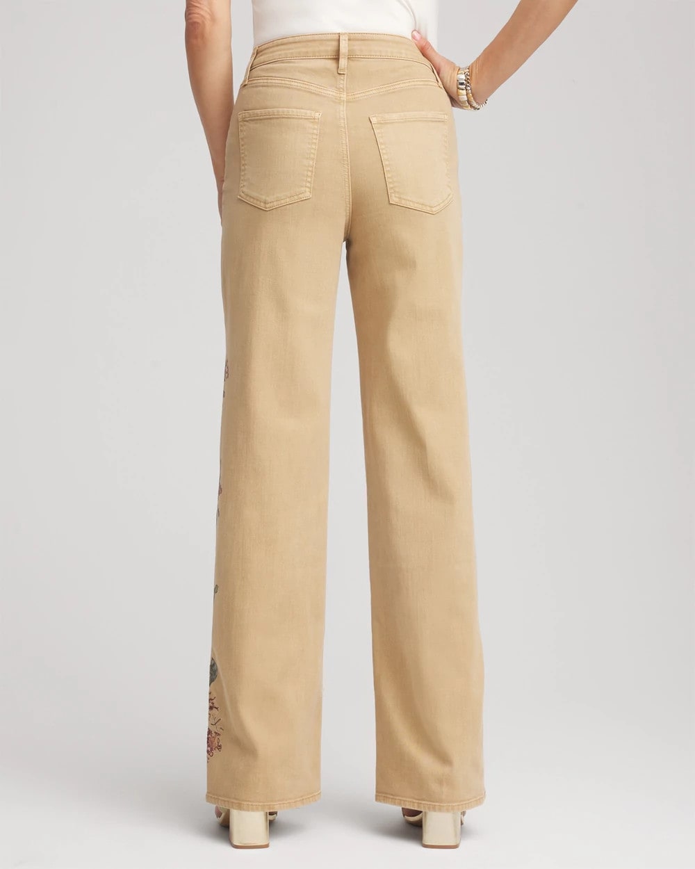 Chico's | Embroidered High-Rise Wide-Leg Jeans/ Cafe Aroma
