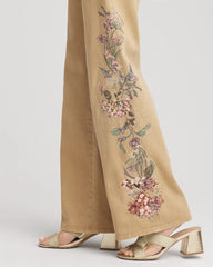 Chico's | Embroidered High-Rise Wide-Leg Jeans/ Cafe Aroma