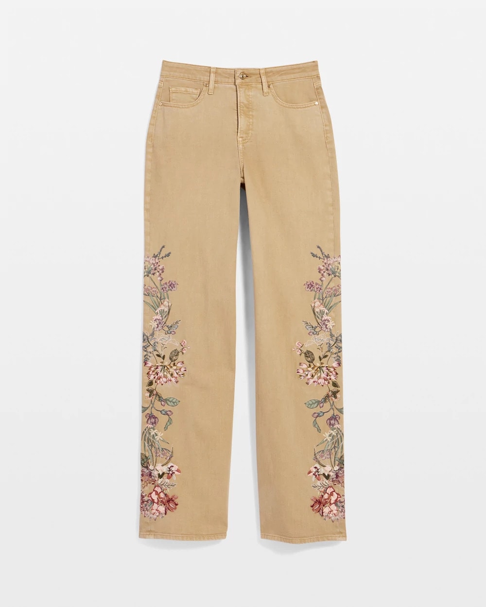 Chico's | Embroidered High-Rise Wide-Leg Jeans/ Cafe Aroma