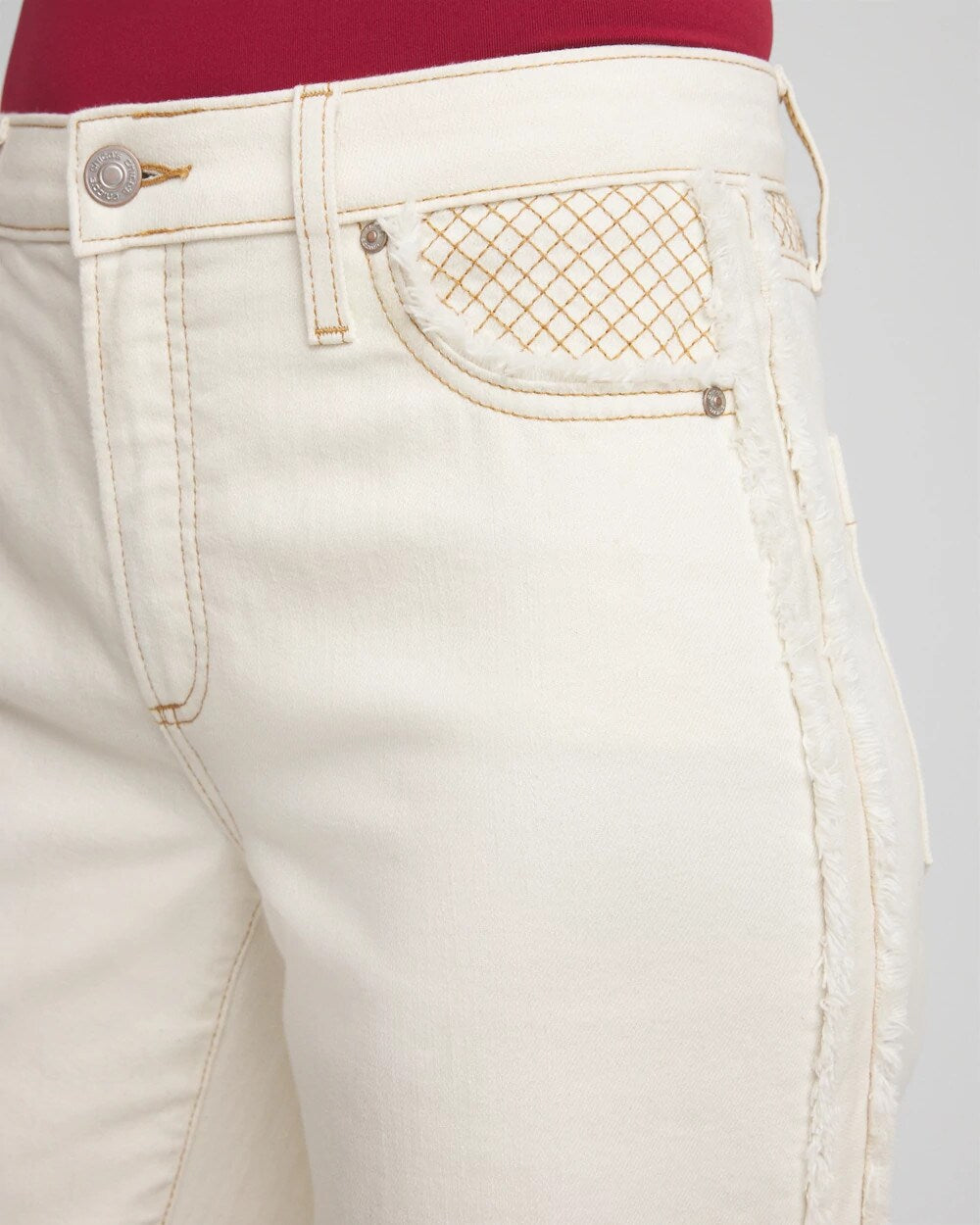 Chico's | Sea Salt High-Rise Frayed Jeans/ Natural Seeded