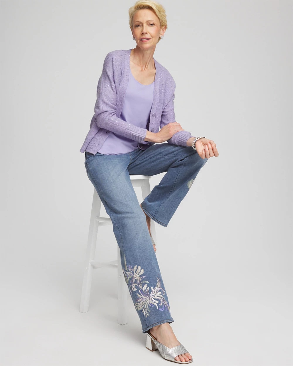 Chico's | Embroidered Pull-On Wide-Leg Jeans/ Soraya Indigo