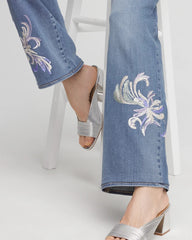 Chico's | Embroidered Pull-On Wide-Leg Jeans/ Soraya Indigo