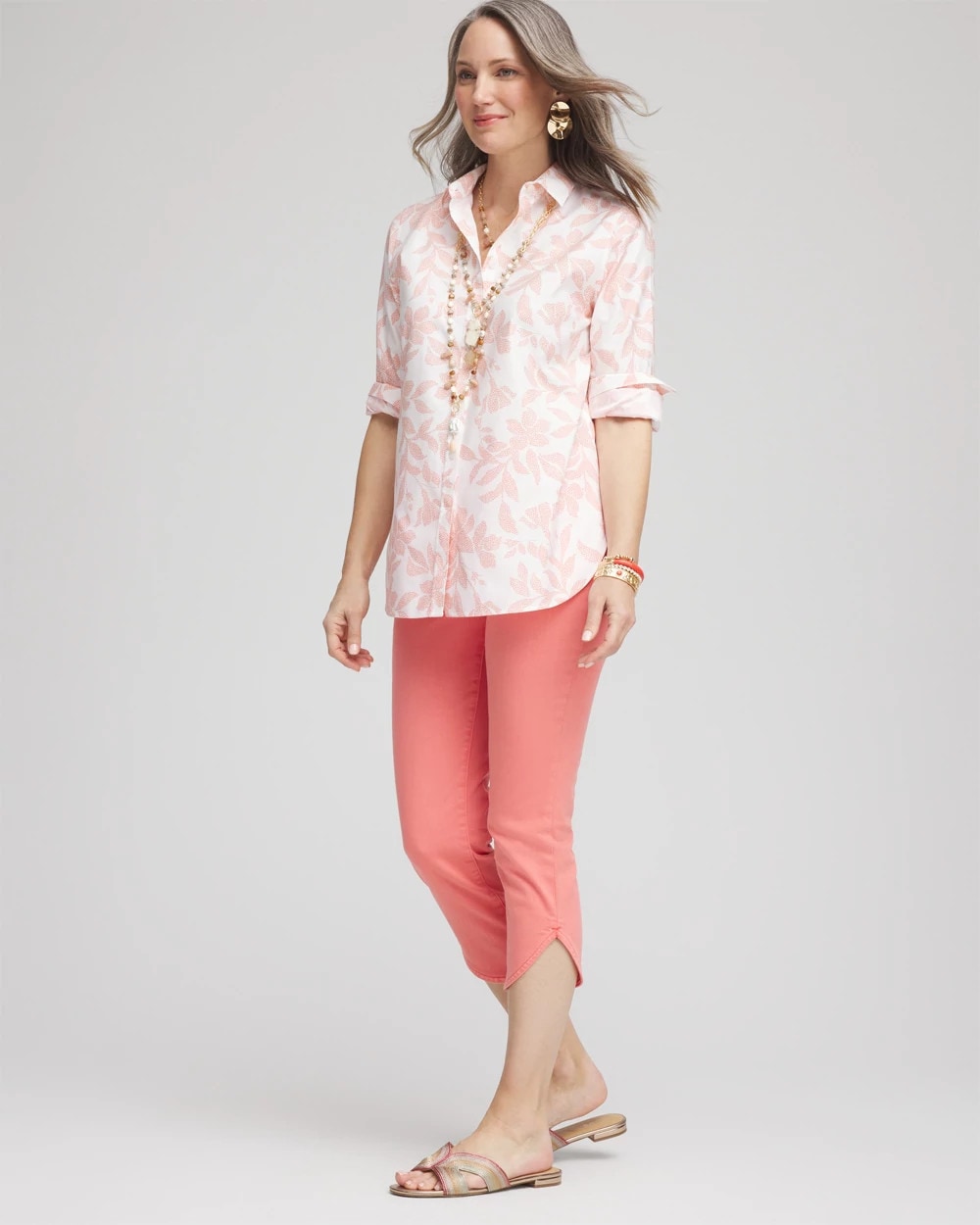 Chico's | Pull-On Dolphin-Hemmed Capri Jeans/ Melon Mambo