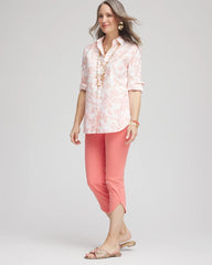 Chico's | Pull-On Dolphin-Hemmed Capri Jeans/ Melon Mambo