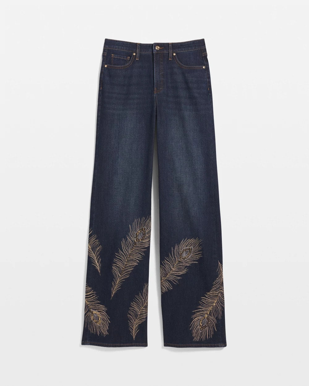 Chico's | Embellished High-Rise Wide-Leg Jeans/ Marconi Indigo