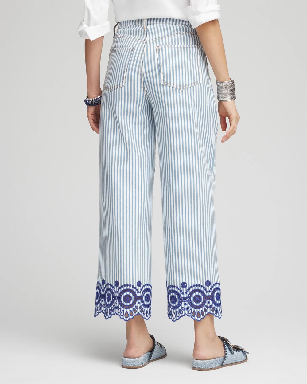 Chico's | Eyelet High-Rise Wide Cropped Jeans/ Blue