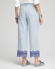 Chico's | Eyelet High-Rise Wide Cropped Jeans/ Blue