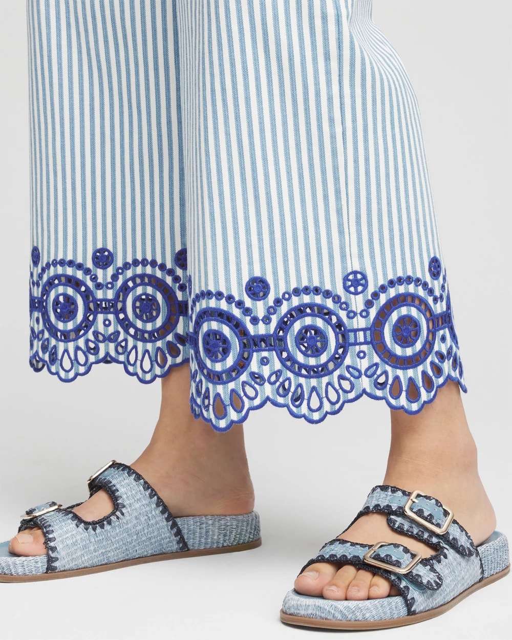 Chico's | Eyelet High-Rise Wide Cropped Jeans/ Blue