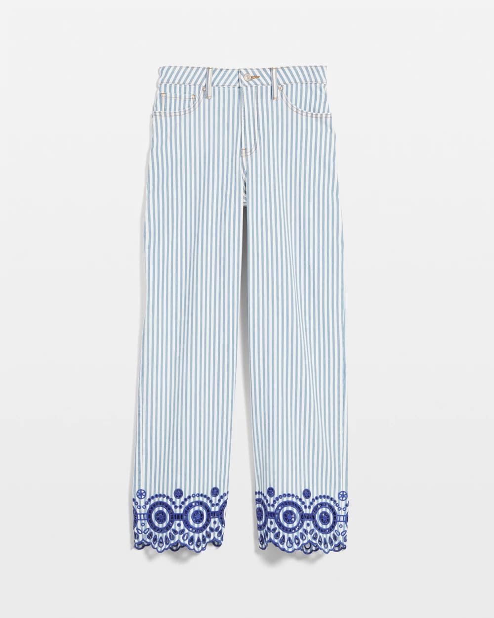 Chico's | Eyelet High-Rise Wide Cropped Jeans/ Blue