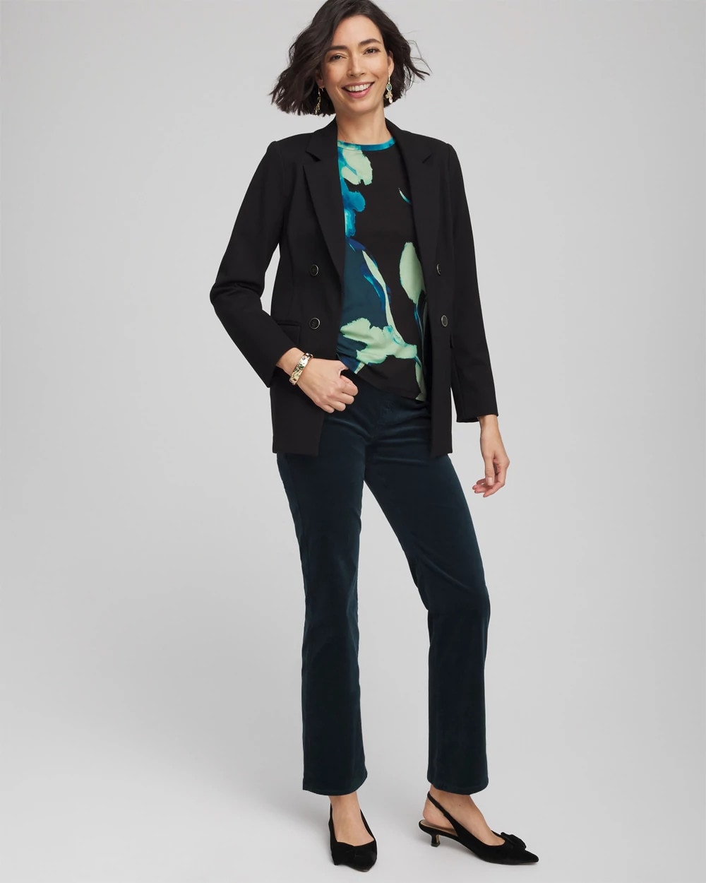 Chico's | Velveteen Pull-On Flared Jeans/ Teal Shadow