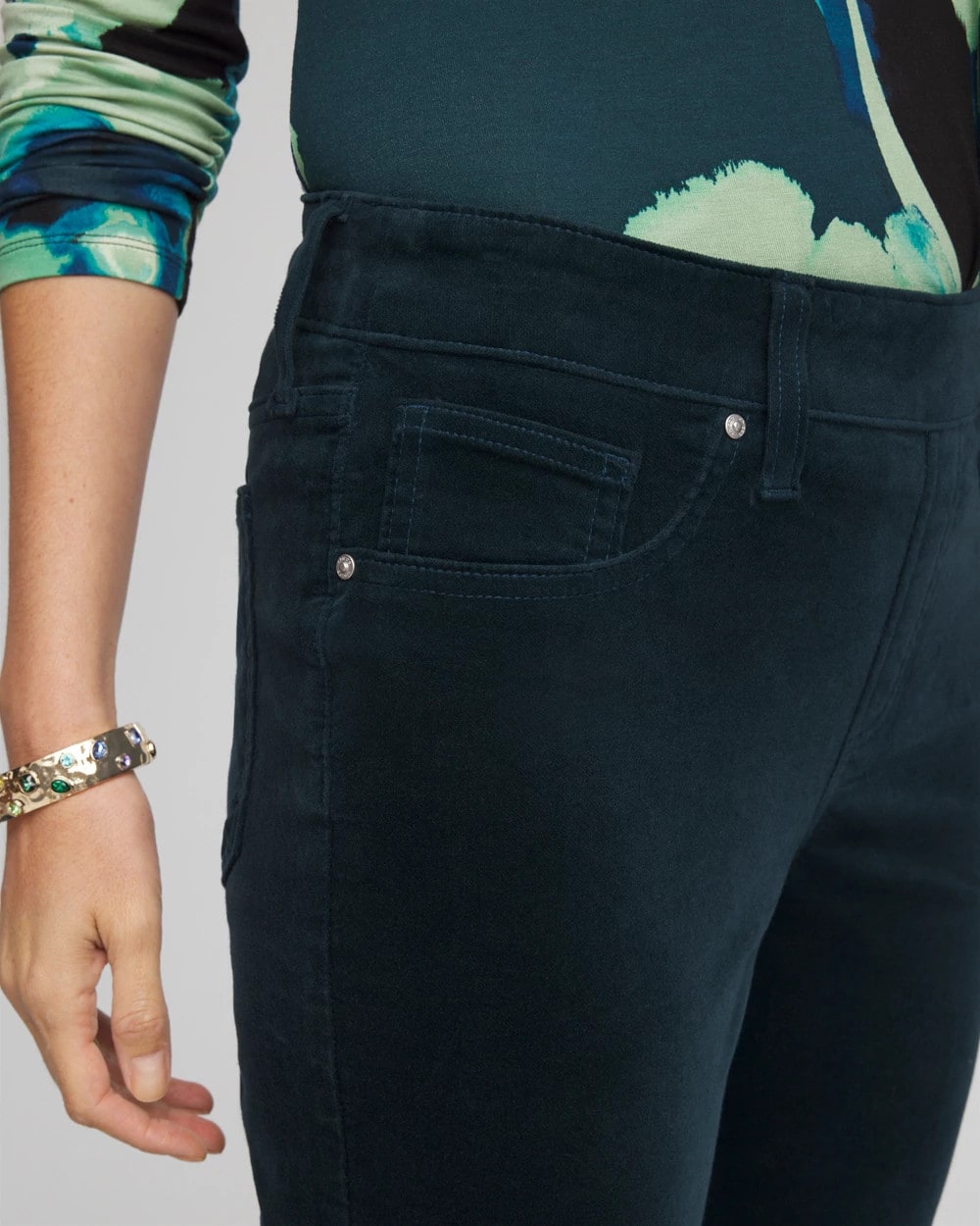 Chico's | Velveteen Pull-On Flared Jeans/ Teal Shadow