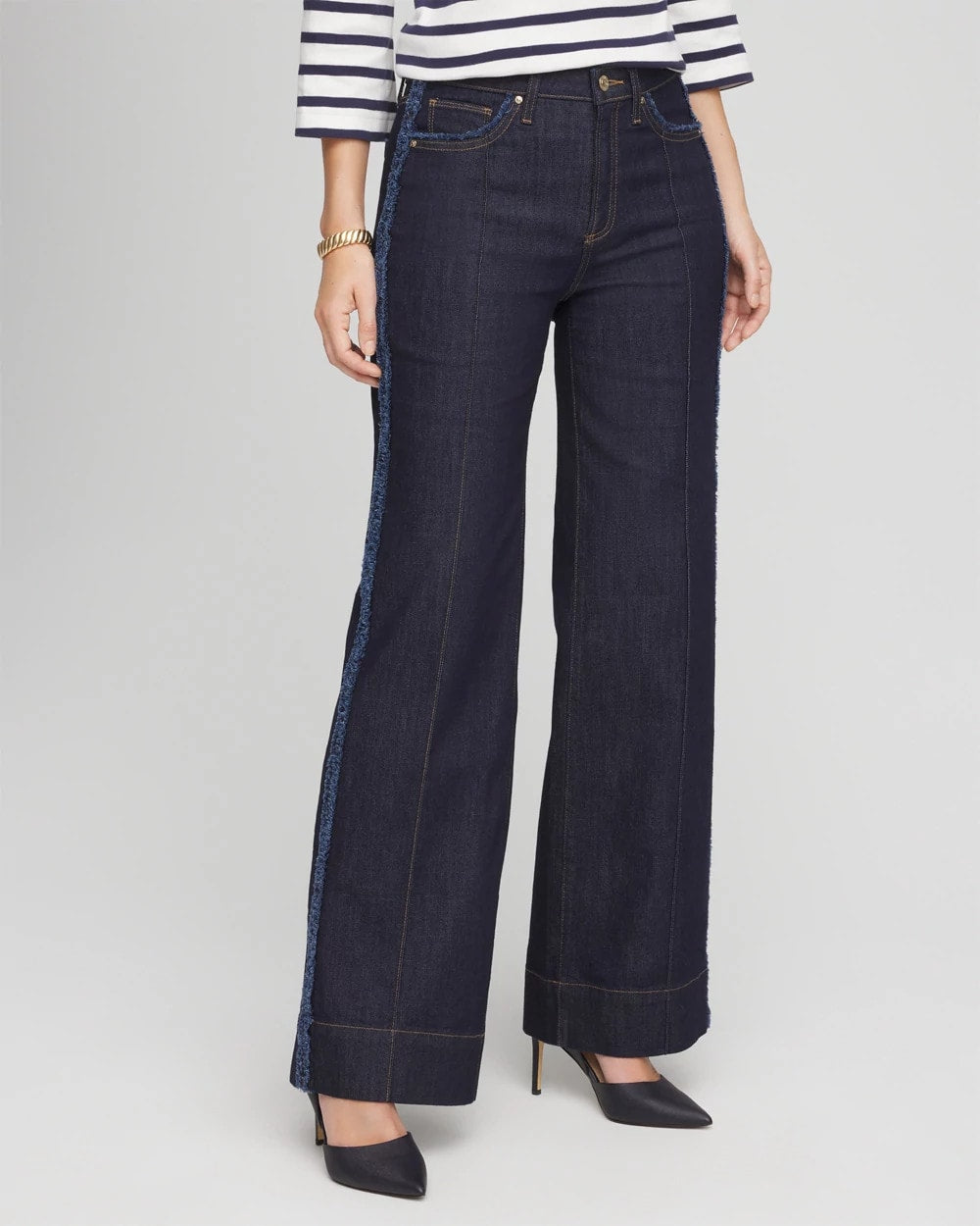 Chico's | Petite Frayed High-Rise Wide-Leg Jeans/ Cedar Rinse