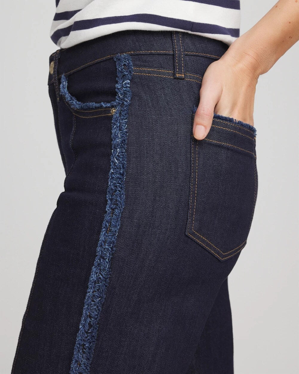 Chico's | Petite Frayed High-Rise Wide-Leg Jeans/ Cedar Rinse
