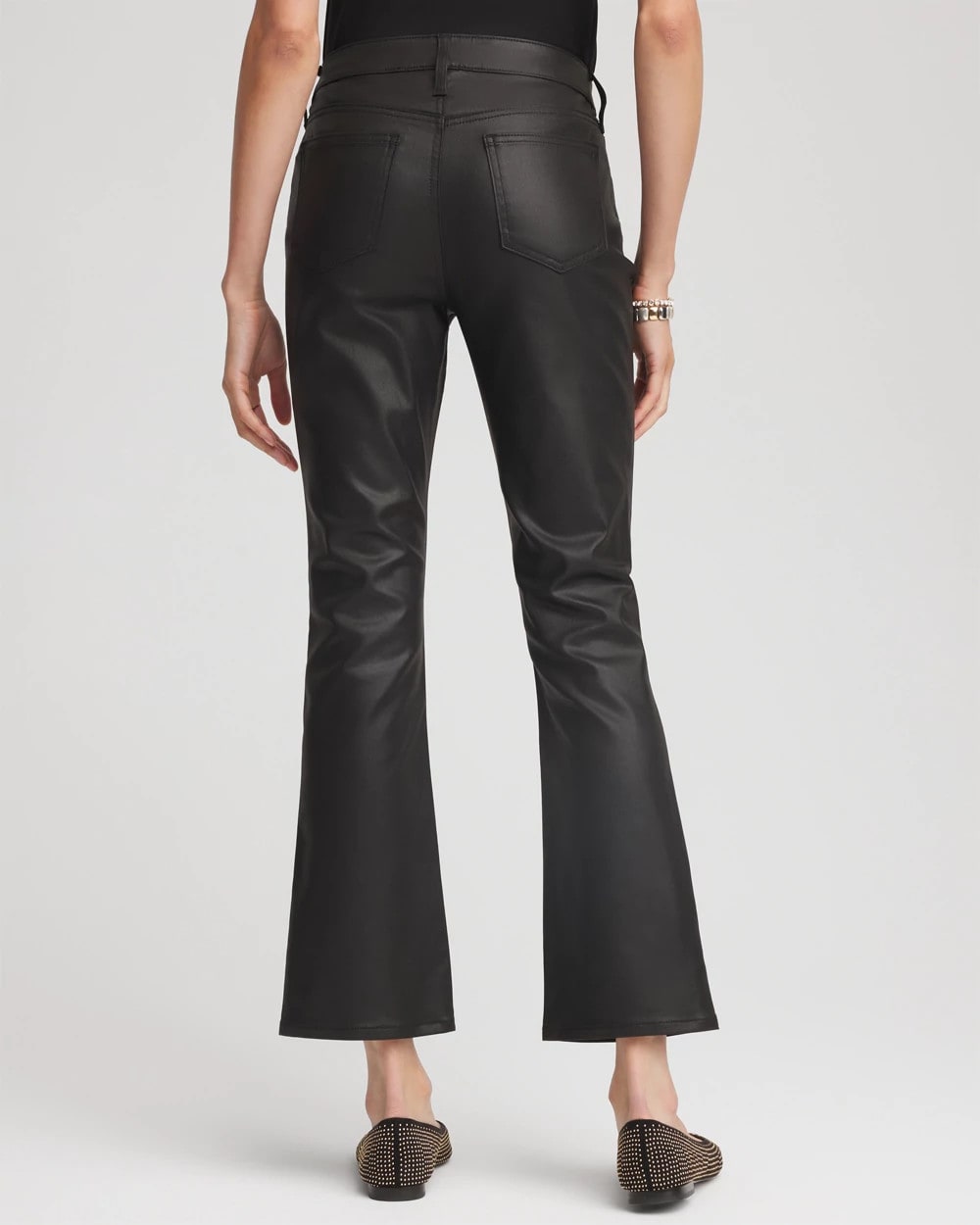 Chico's | Coated Girlfriend Cropped Flared Jeans/ Black