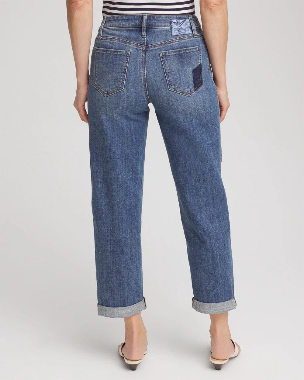 Chico's | Boyfriend Patchwork Cropped Jeans/ Whimsical Indigo