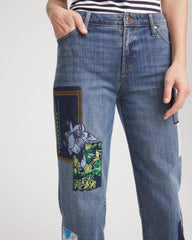Chico's | Boyfriend Patchwork Cropped Jeans/ Whimsical Indigo