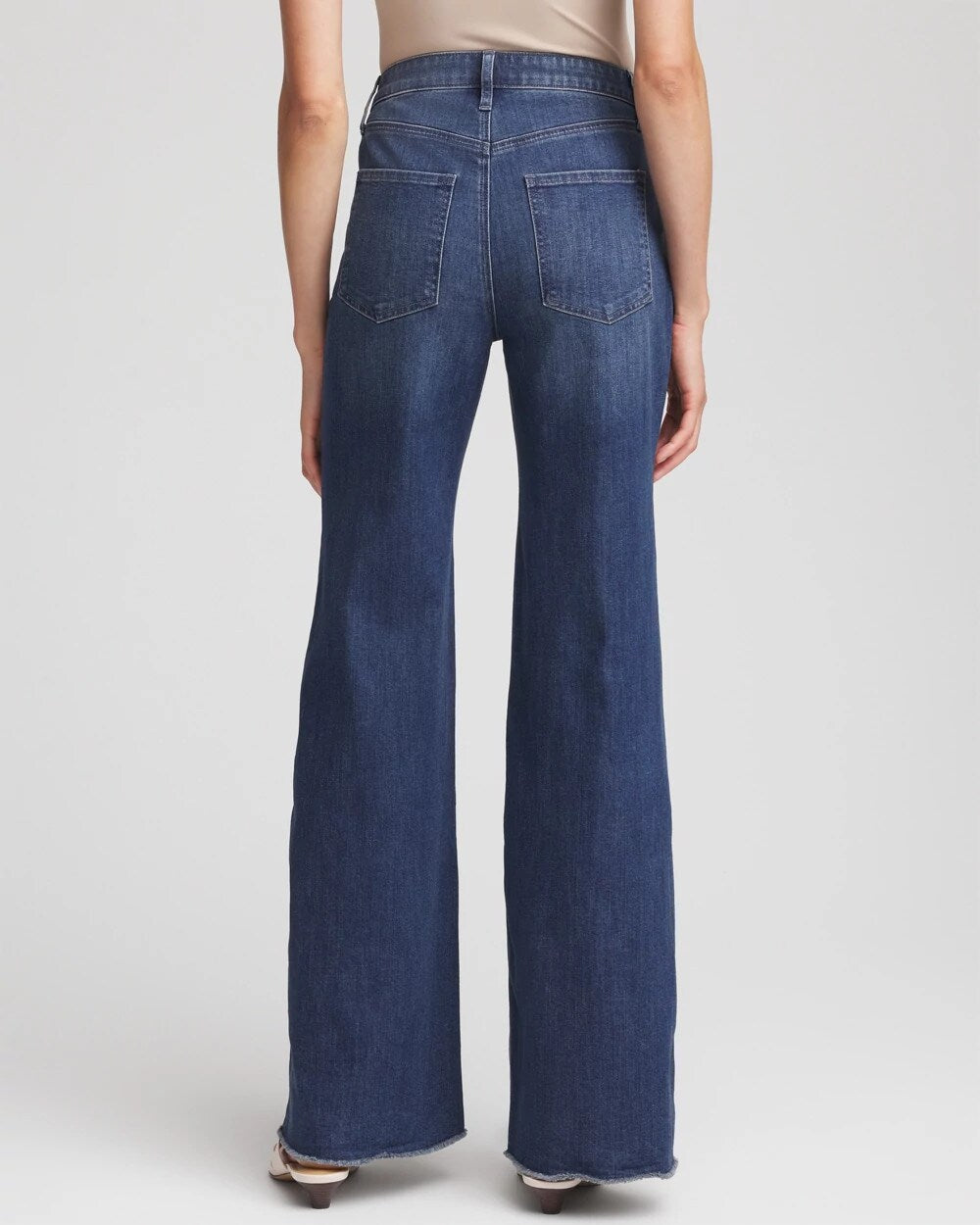 Chico's | Embellished Frayed Flared-Leg Jeans/ Irvina Indigo