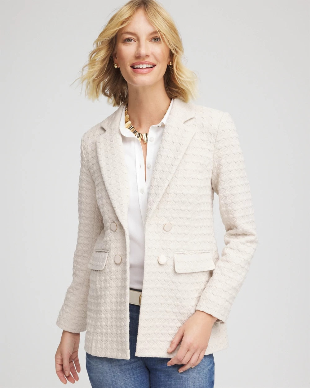 Chico's | Textured Knit Blazer/ Smokey Taupe