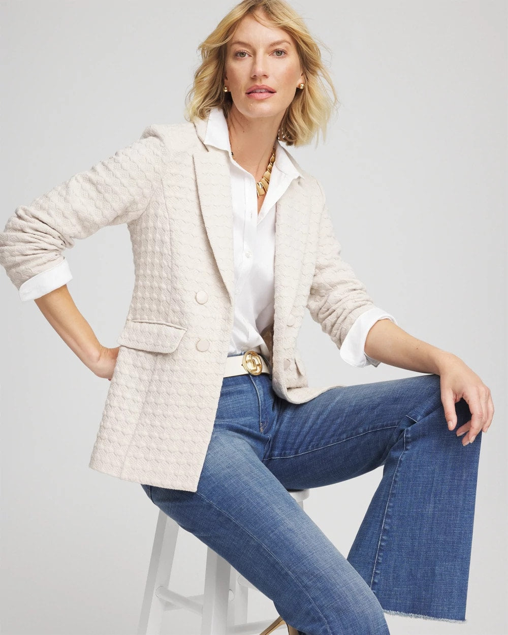 Chico's | Textured Knit Blazer/ Smokey Taupe