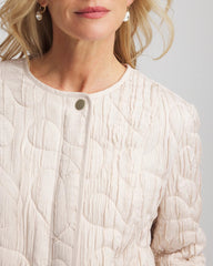 Chico's | Quilted Faux Fur Collar Jacket/ Cream