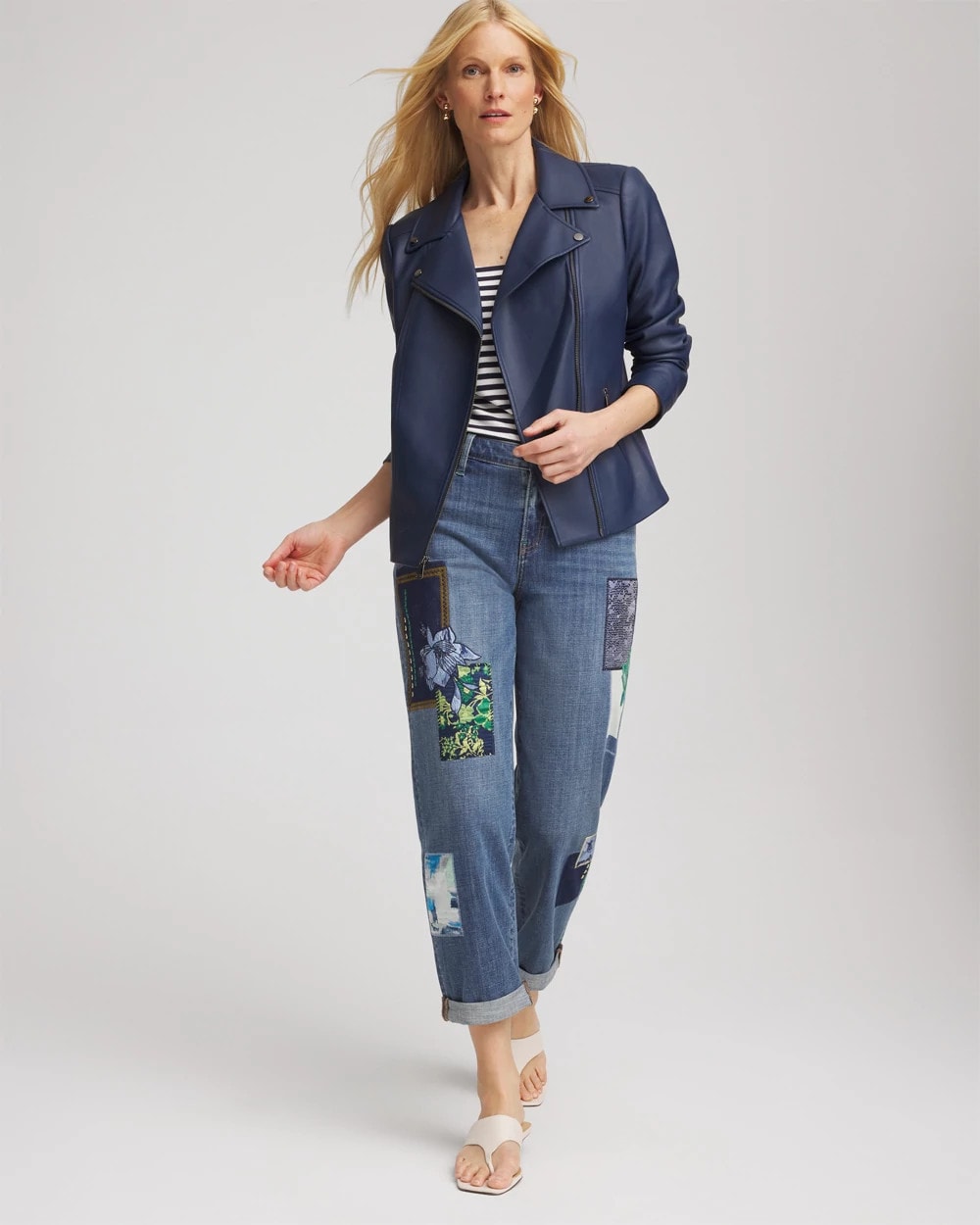 Chico's | Faux Leather Moto Jacket/ Pacific Rim
