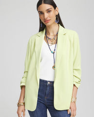Chico's | Notched-Lapel Ruched Sleeve Blazer/ Frozen Lime