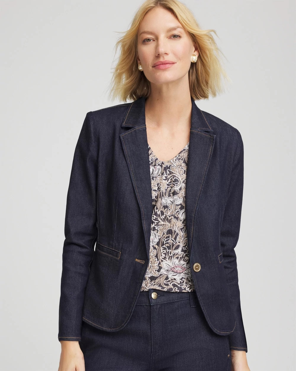 Chico's | Denim Peplum Blazer/ Cedar Rinse