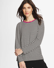 Chico's | Zenergy® Striped Jacquard Contrast Pullover Top/ Europa Pink