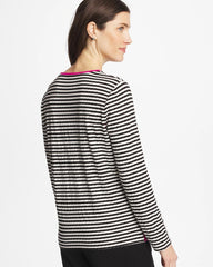 Chico's | Zenergy® Striped Jacquard Contrast Pullover Top/ Europa Pink