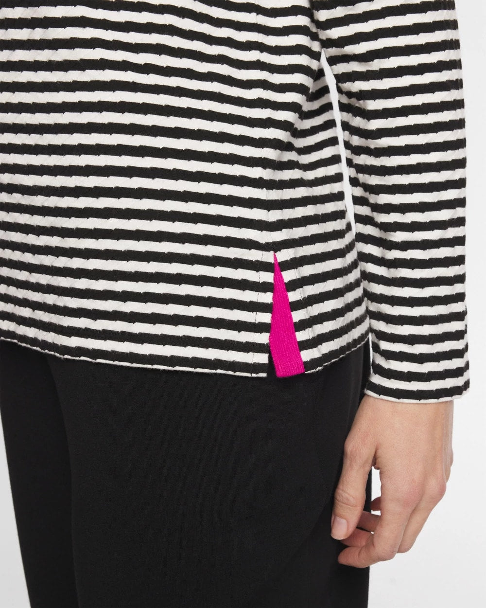 Chico's | Zenergy® Striped Jacquard Contrast Pullover Top/ Europa Pink
