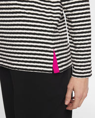 Chico's | Zenergy® Striped Jacquard Contrast Pullover Top/ Europa Pink