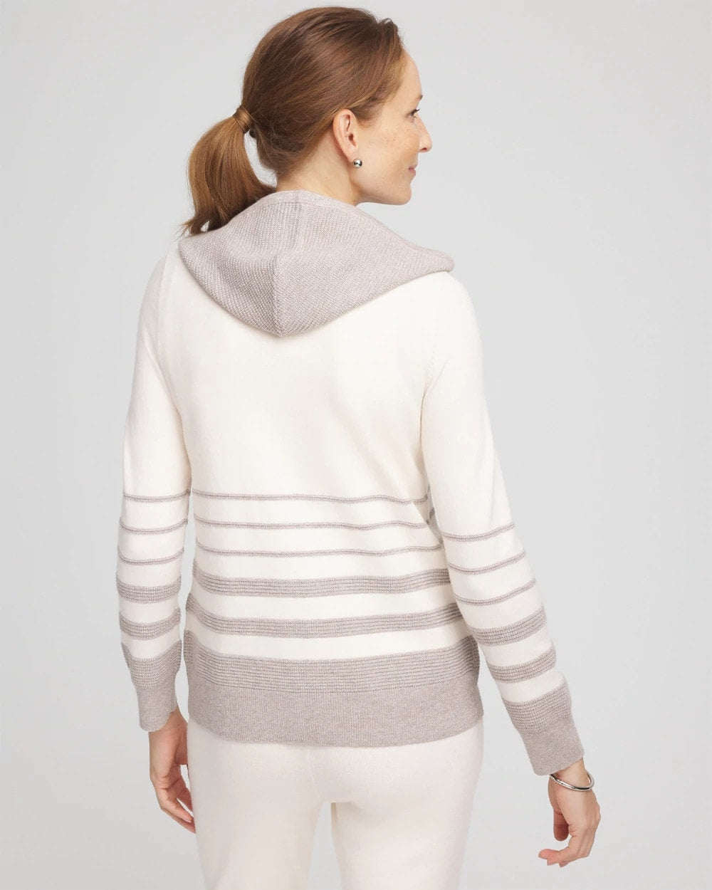 Chico's | Zenergy® Luxe Metallic Striped Sweater/ English Cream