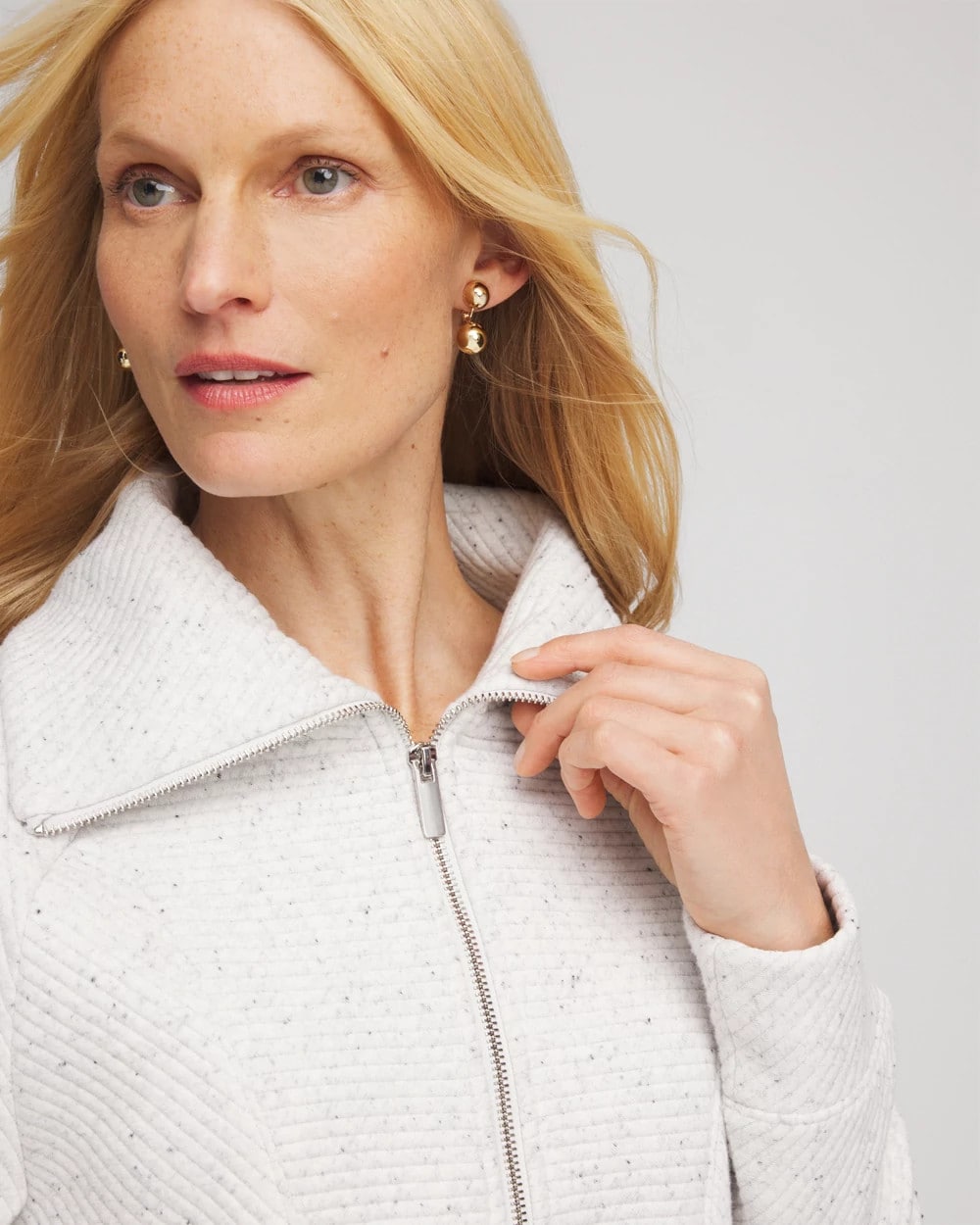 Chico's | Zenergy® Textured Rib Tunic/ Light Heather Gray
