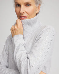 Chico's | Zenergy® Luxe Diamante Zip Cardigan/ Frosted Gray Heather
