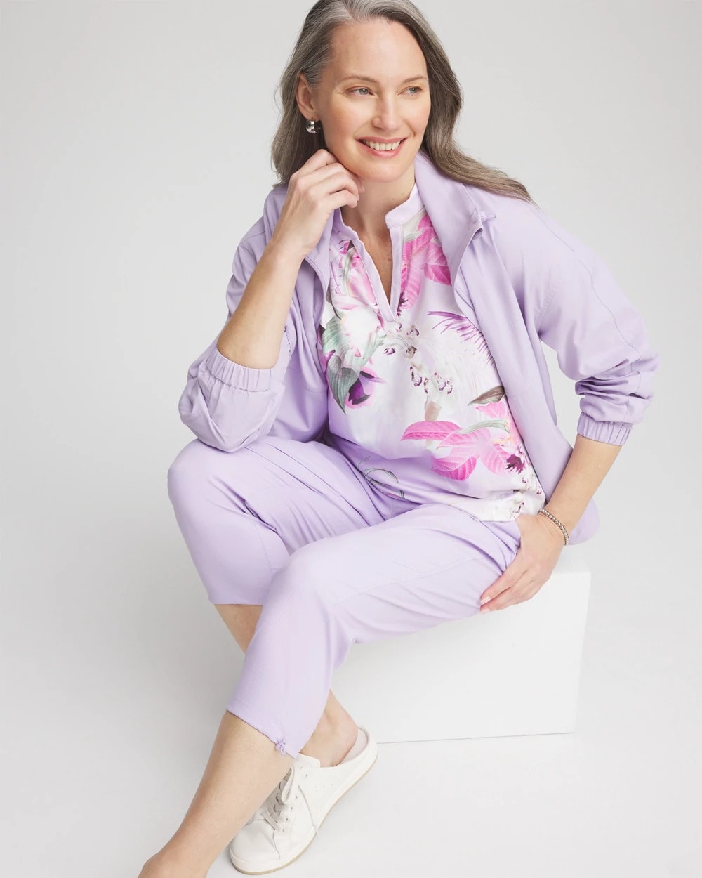 Chico's | Zenergy® UPF Floral Polo/ Violet Aura