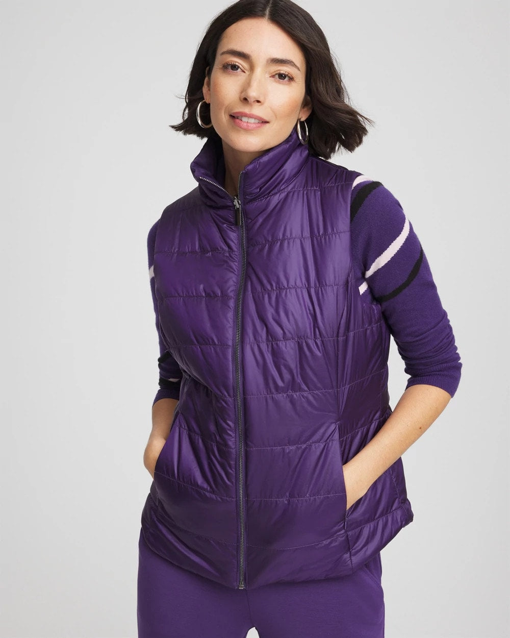 Chico's | Zenergy® Reversible Velvet Puffer Vest/ Purple Elixir